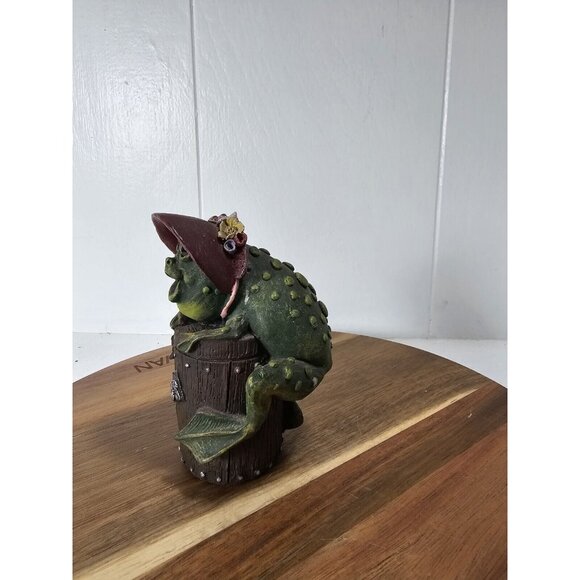 Vintage 90s Pete Apsit Frog in Bonnet sitting on a bucket of flies See Pics - Picture 5 of 9